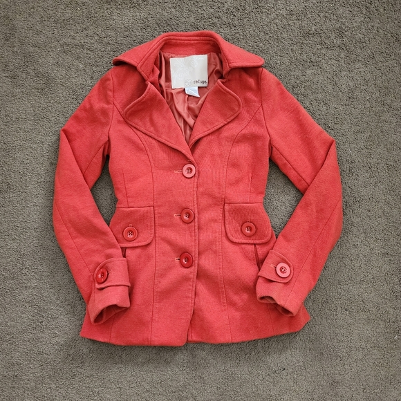 Orange Peacoat Jacket, Women's Small - Picture 2 of 11